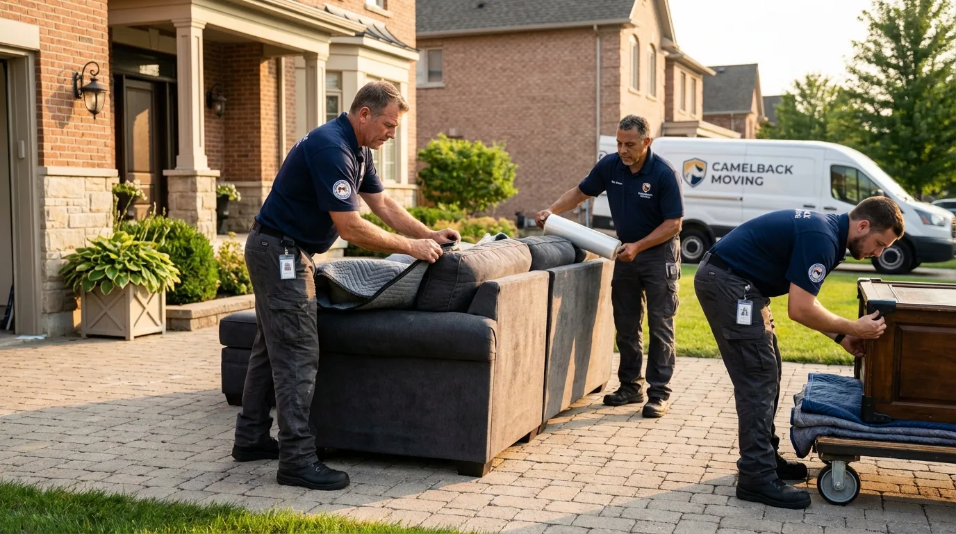 Large estate moving crew wrapping furniture in Bayboro, NC