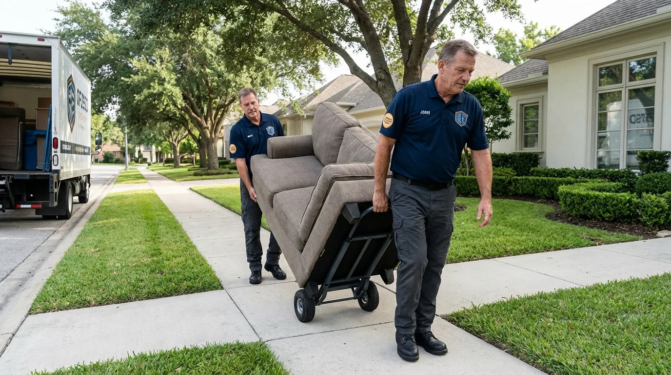 Local residential moving crew loading furniture in Bayboro, NC