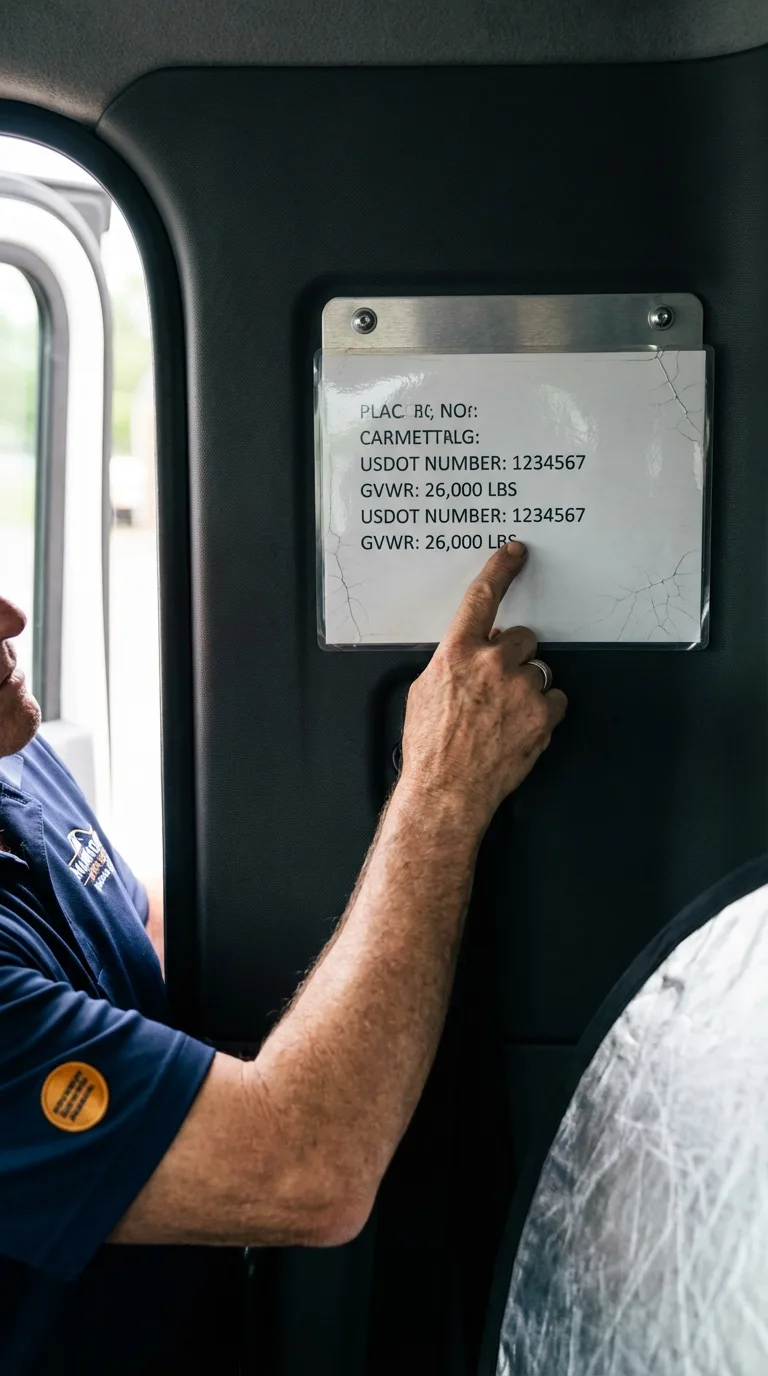 USDOT licensing placard verification in Bayboro